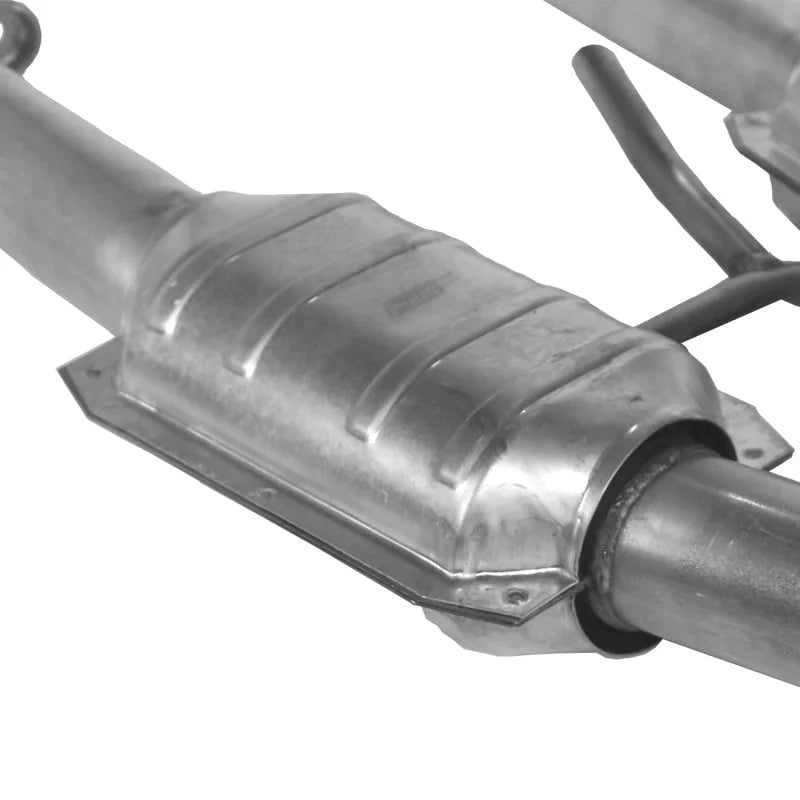 BBK 79-93 Mustang 5.0 Short Mid H Pipe With Catalytic Converters 2-1/2 For BBK Long Tube Headers - Installation View