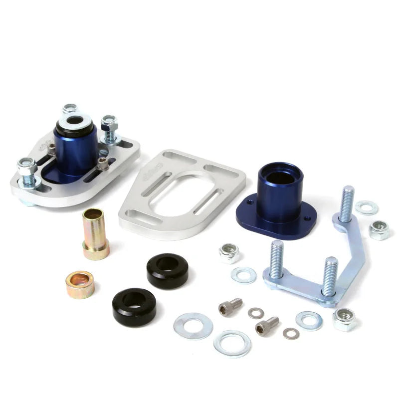 BBK 79-93 Mustang Caster Camber Plate Kit - Silver Anodized Finish - Installation View
