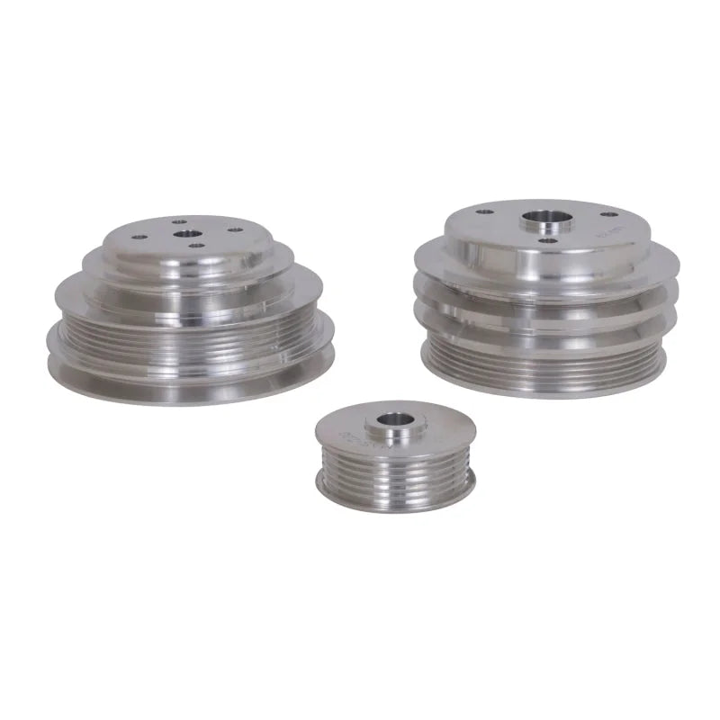 BBK 85-97 GM Truck 305 350 Underdrive Pulley Kit - Lightweight CNC Billet Aluminum (3pc) - Side View