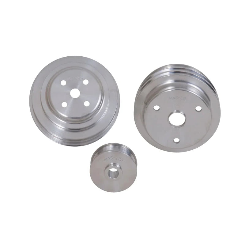 BBK 85-97 GM Truck 305 350 Underdrive Pulley Kit - Lightweight CNC Billet Aluminum (3pc) - Installation View