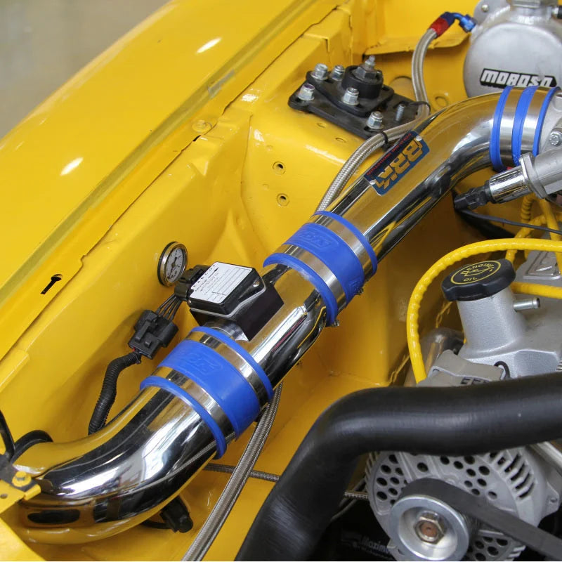 BBK 86-93 Mustang 5.0 Cold Air Intake Kit - Fenderwell Style - Chrome Finish - Side View