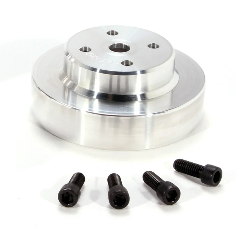 BBK 86-93 Mustang 5.0 Underdrive Pulley Kit - Lightweight CNC Billet Aluminum (3pc) - Side View