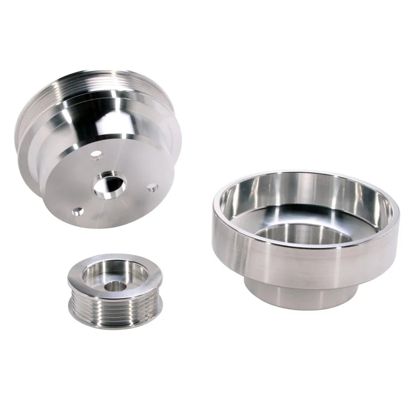 BBK 88-95 GM Truck 4.3 5.0 5.7 Underdrive Pulley Kit - Lightweight CNC Billet Aluminum (3pc) - Detail View