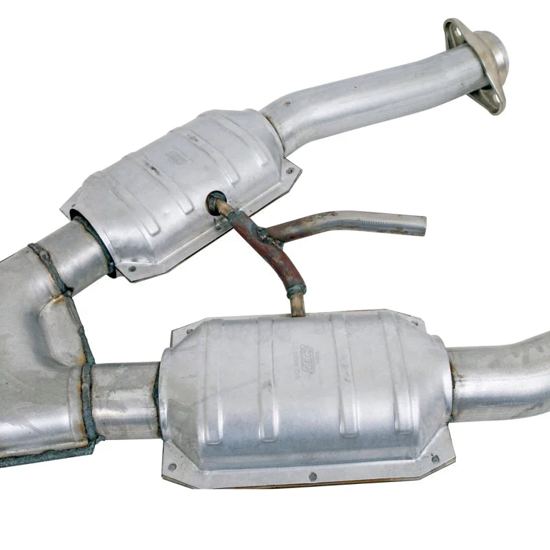 BBK 94-95 Mustang 5.0 Short Mid X Pipe With Catalytic Converters 2-1/2 For BBK Long Tube Headers - Side View