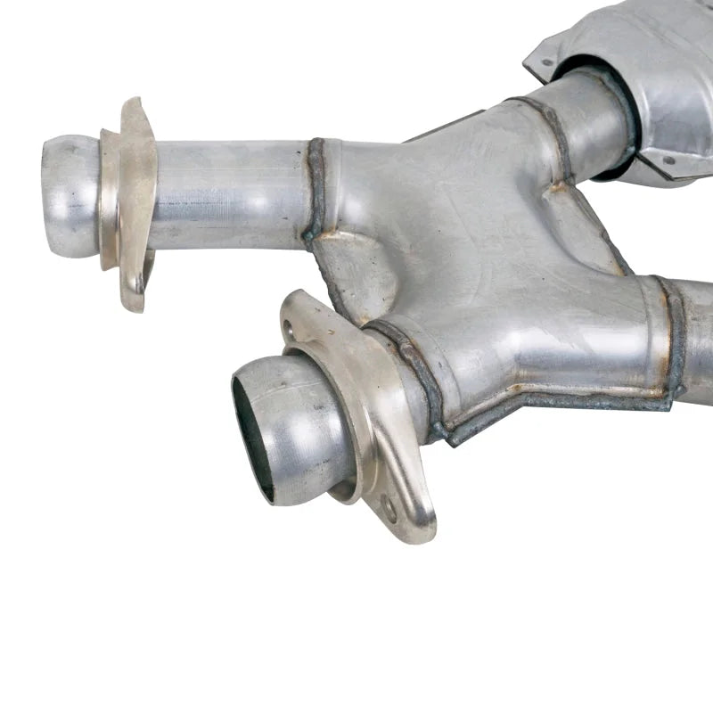 BBK 94-95 Mustang 5.0 Short Mid X Pipe With Catalytic Converters 2-1/2 For BBK Long Tube Headers - Back View