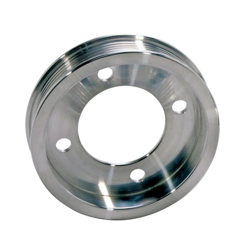 BBK 94-95 Mustang 5.0 Underdrive Pulley Kit - Lightweight CNC Billet Aluminum (3pc) - Back View