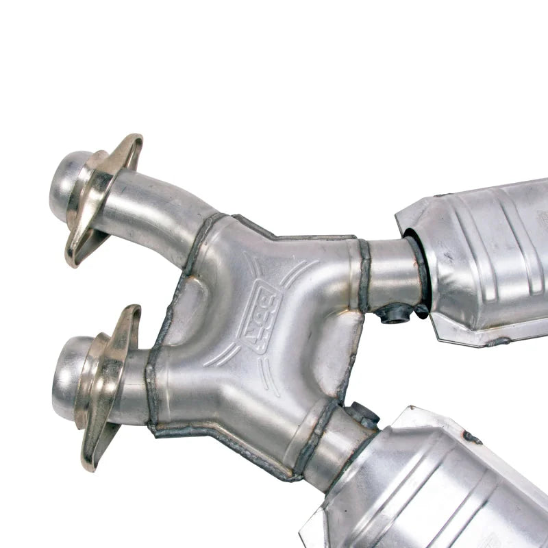 BBK 96-04 Mustang 4.6 GT / Cobra Short Mid X Pipe w Catalytic Converters 2-1/2 For Long Tube Headers - Side View