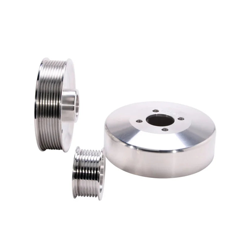 BBK 97-04 Ford F150 Expedition 4.6 5.4 Underdrive Pulley Kit - Lightweight CNC Billet Aluminum (3pc) - Back View