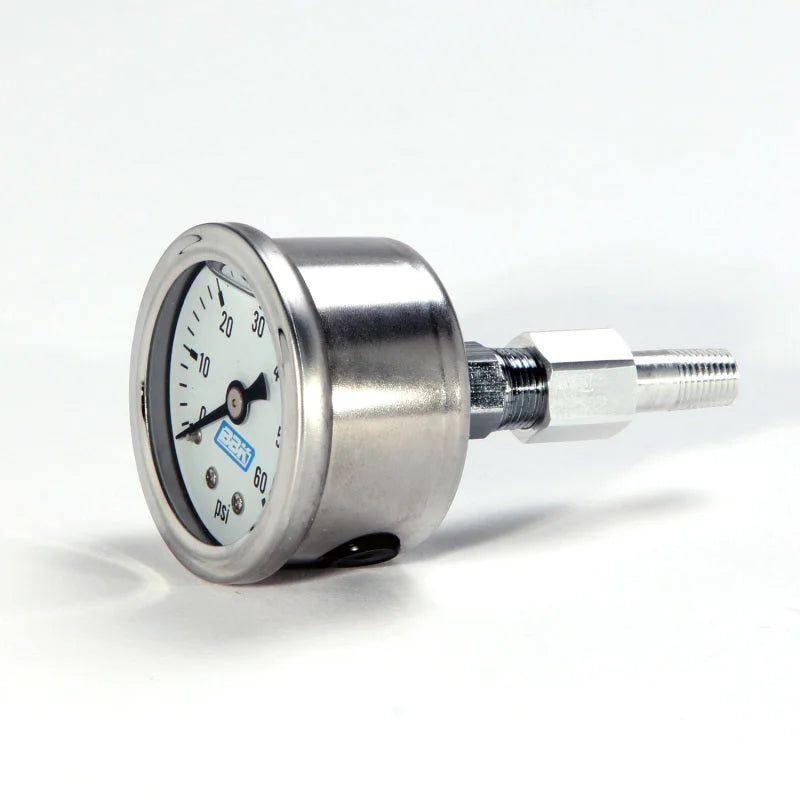 BBK Liquid Filled EFI Fuel Pressure Gauge 0-60 PSI - Side View