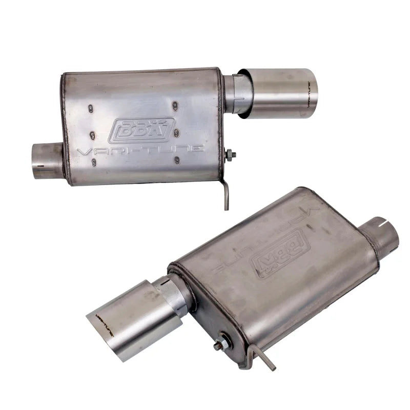 BBK Vari-Tune Axle Back Exhaust Kit 2 Adjustable Performance Mufflers 2-3/4 Pipe 4 in. Tips - Back View