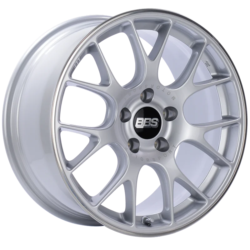 BBS CH-R 18x9 5x120 ET44 Brilliant Silver Polished Rim Protector Wheel -82mm PFS/Clip Required - Side View