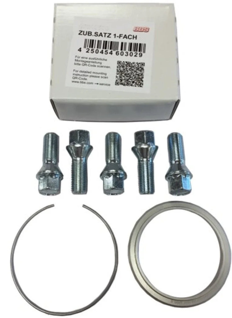BBS PFS KIT - 5x108 - Includes 70mm OD - 63.3mm ID Ring / 70mm Clip / Lug Bolts fits Volvo