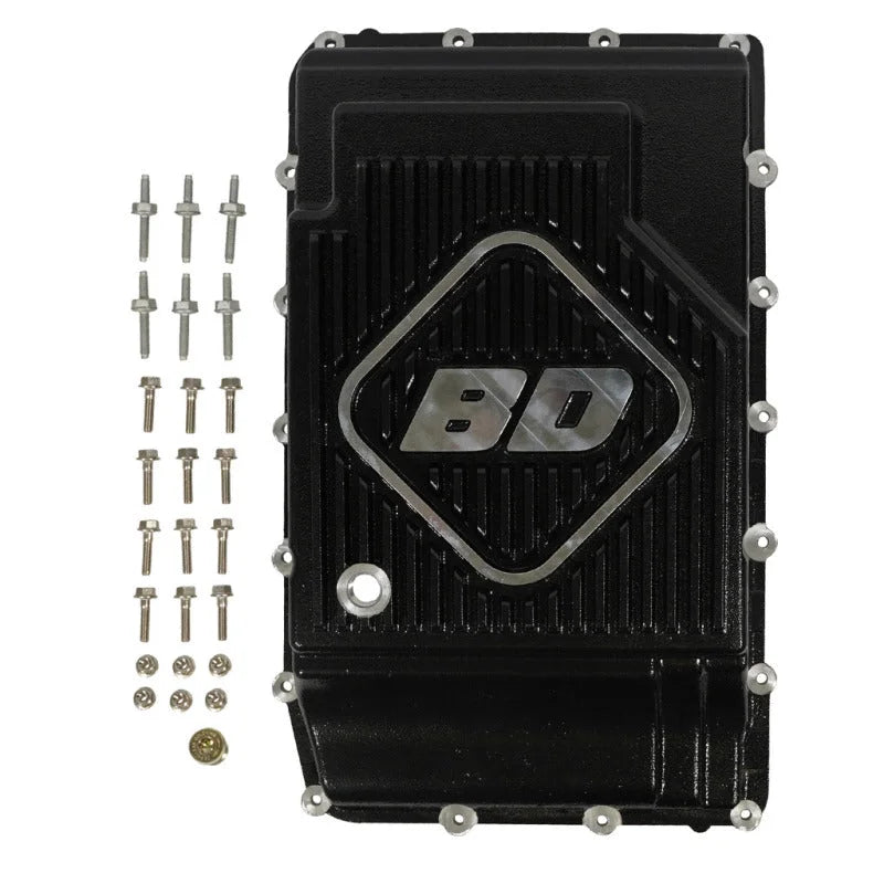 BD Diesel 17-24 Ford 10R60/10R80 Deep Sump Transmission Pan Kit - Back View