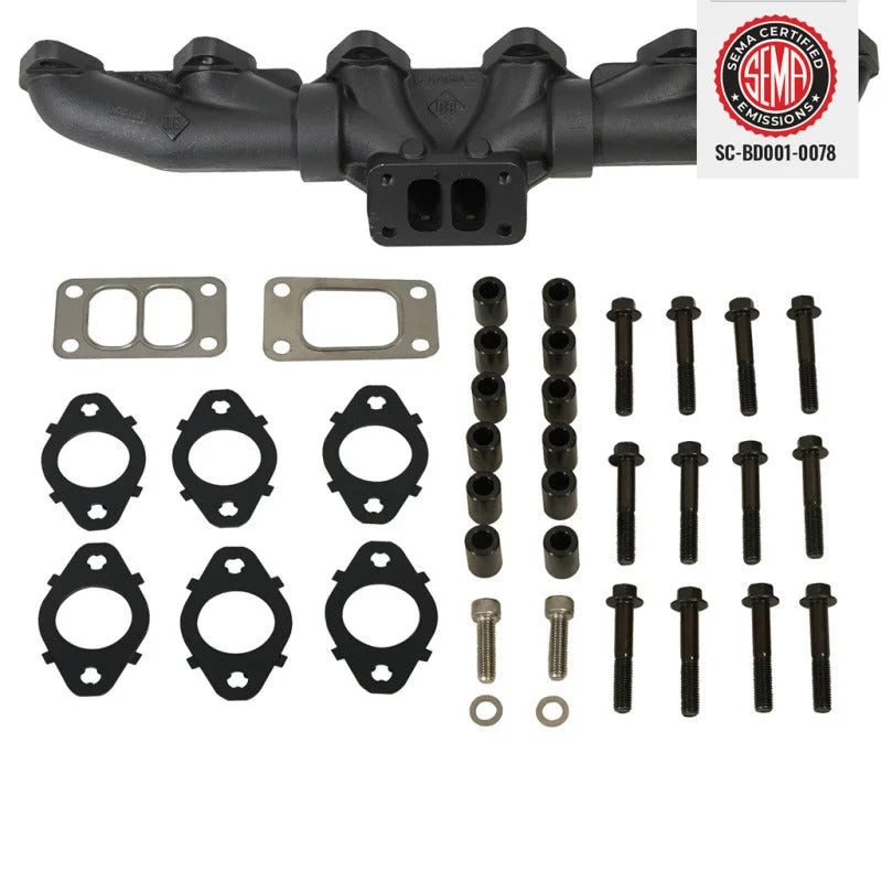 BD Diesel 98.5-02 Dodge 5.9L 24-Valve Cummins Pulse Exhaust Manifold Kit - Back View