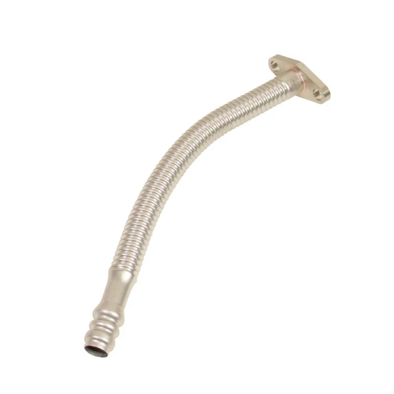 BD Diesel Flexible 12in Turbo Oil Drain Line - Side View