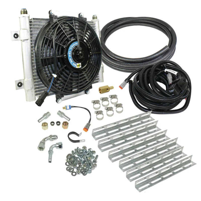 BD Diesel Xtruded Trans Oil Cooler - 5/8 inch Cooler Lines - Side View