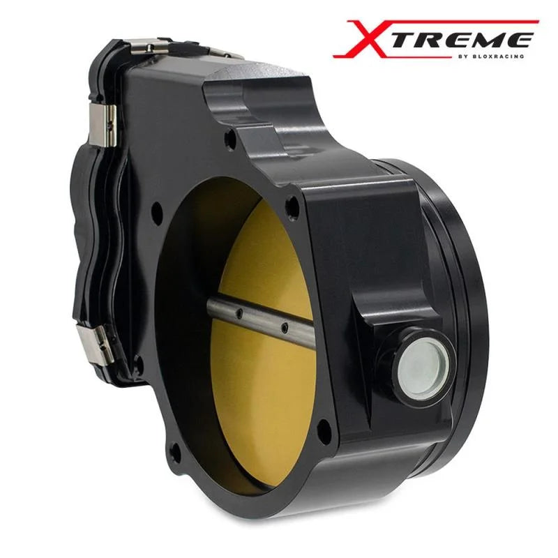 BLOX Racing 2015+ Dodge Hellcat / Jeep Trackhawk 6.2L 105mm Electronic Billet Throttle Body - Black - Side View