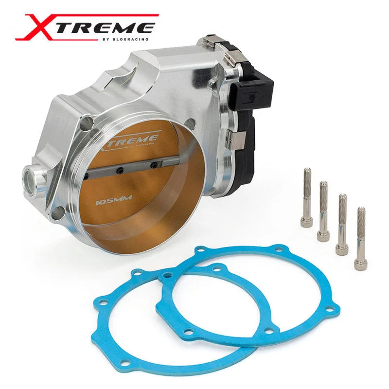 BLOX Racing 2015+ Dodge Hellcat / Jeep Trackhawk 6.2L 105mm Electronic Billet Throttle Body - Silver - Installation View