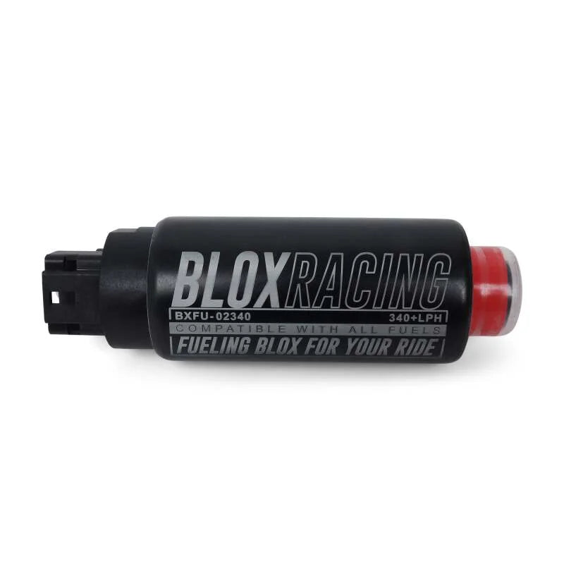 BLOX Racing 320LPH Electric Fuel Pump E85 In-tank - Offset Inlet - Back View