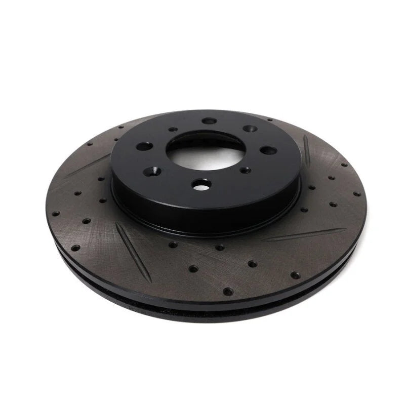 BLOX Racing 90-01 Acura Integra (Excl Type-R) Front Slotted & Drilled Rotors - Pair - Side View