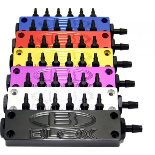 BLOX Racing Billet 6-Port Vacuum Manifold Kit - Black - Side View