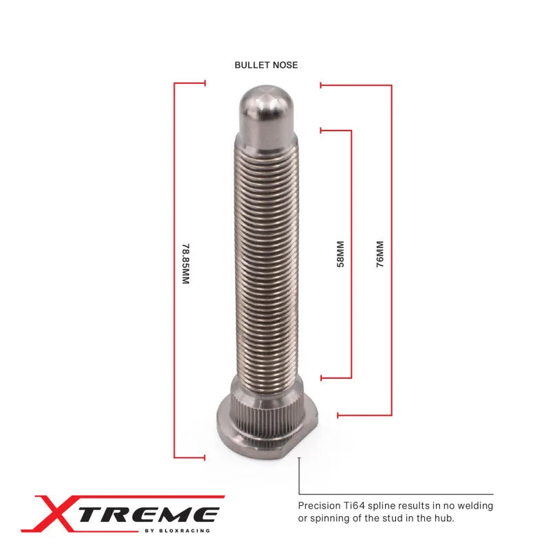 BLOX Racing Honda Xtreme Titanium Wheel Studs 12 x 1.50mm - Single - Side View