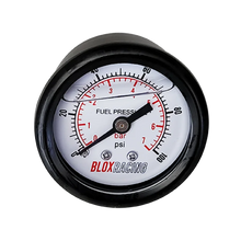 Load image into Gallery viewer, BLOX Racing Liquid-Filled Fuel Pressure Gauge 0-100psi (White Face) - Side View