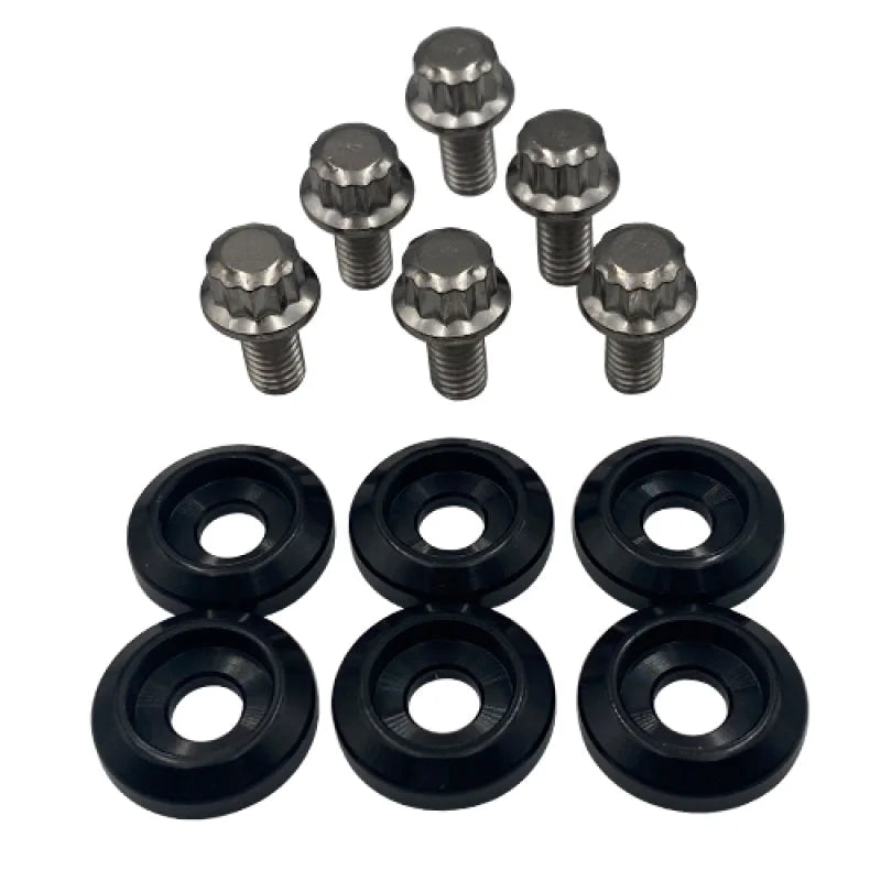 BLOX Racing New Fender Washers Kit M6 12pt - 6pc Large Diameter Black - Side View
