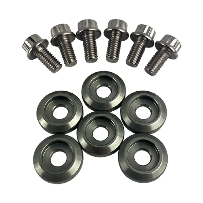 BLOX Racing New Fender Washers Kit M6 12pt - 6pc Large Diameter Gun Metal - Main Product View