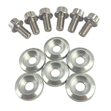 Load image into Gallery viewer, BLOX Racing New Fender Washers Kit M6 12pt - 6pc Large Diameter Silver - Side View