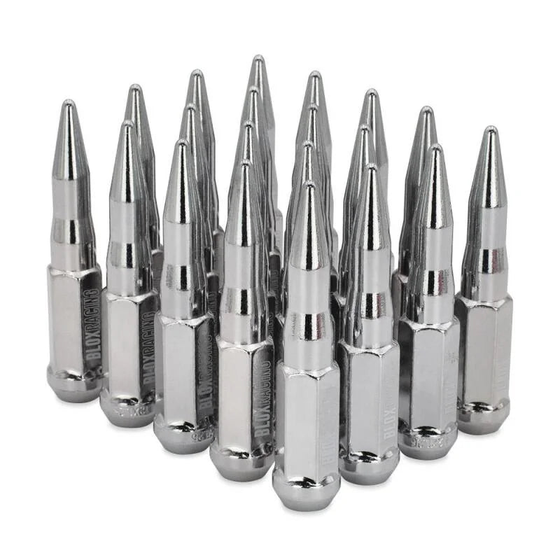 BLOX Racing Original Spike Forged Lug Nut 14x1.5mm - Chrome 20 Piece - Detail View