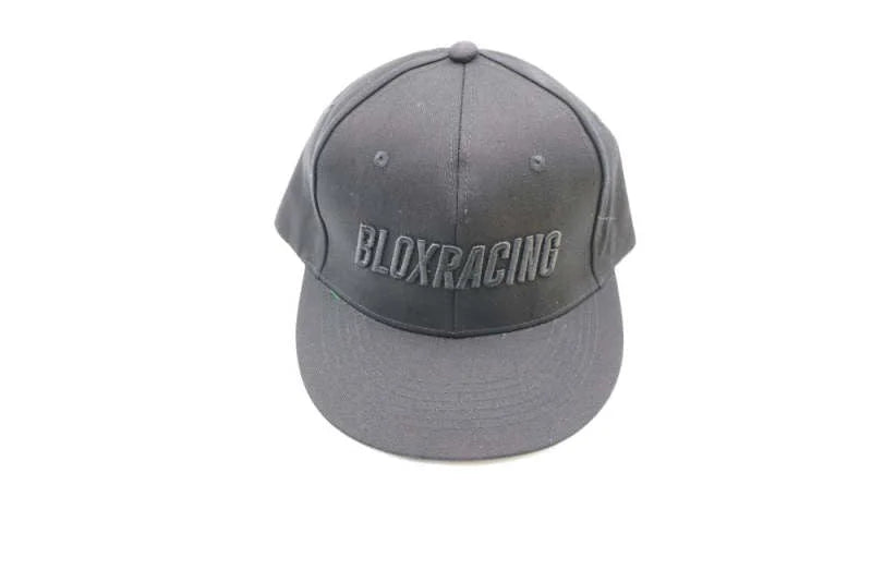 BLOX Racing Snapback Cap Black with Black Logo - Blox Racing - New Style Flat Bill - Side View