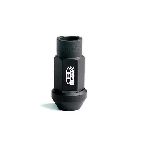 BLOX Racing Street Series Forged Lug Nuts - Flat Black 12 x 1.5mm - Single piece - Side View
