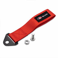 Load image into Gallery viewer, BLOX Racing Universal Tow Strap With BLOX Logo - Red - Detail View