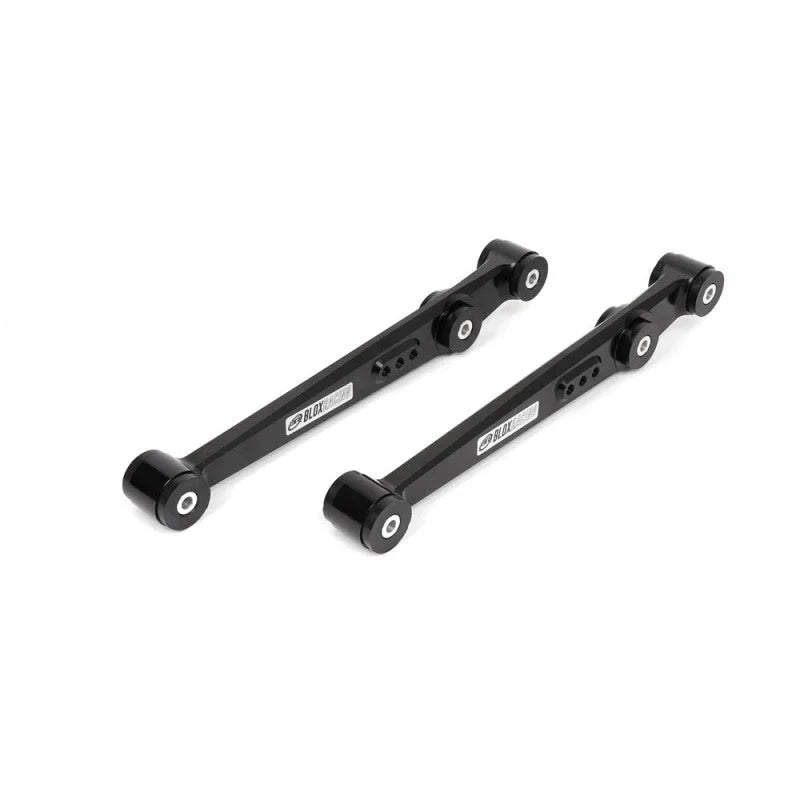 BLOX Racing V2 Billet Rear Lower Control Arms Poly Bushings 96-00 Honda Civic - Black - Back View
