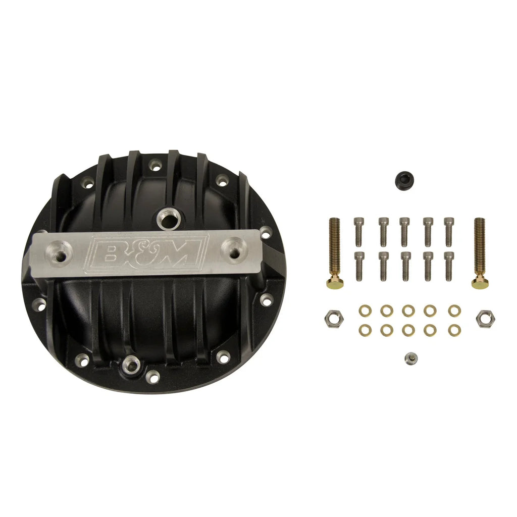 B&M B&M Hi-Tek Aluminum Differential Cover for 10-Bolt - Black fits 1969-1981 Chevrolet / Pontiac - Side View