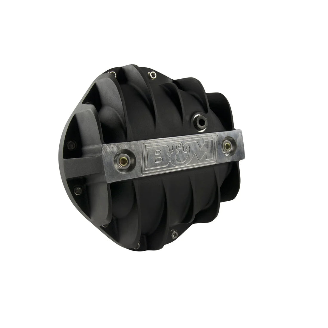 B&M B&M Hi-Tek Aluminum Differential Cover for 8.875-inch 12-bolt - Black fits 1964-1982 Chevrolet / GMC - Side View