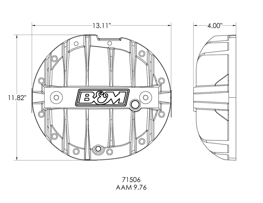 B&M B&M Hi-Tek Aluminum Differential Cover for 9.5/9.76 - Black fits 2014-2024 Cadillac / Chevrolet / GMC - Back View