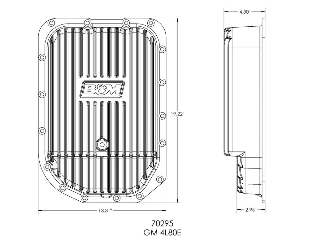 B&M B&M Hi-Tek Deep Transmission Pan - Aluminum - 4L80E fits 1993-2009 Cadillac / Chevrolet / GMC - Back View