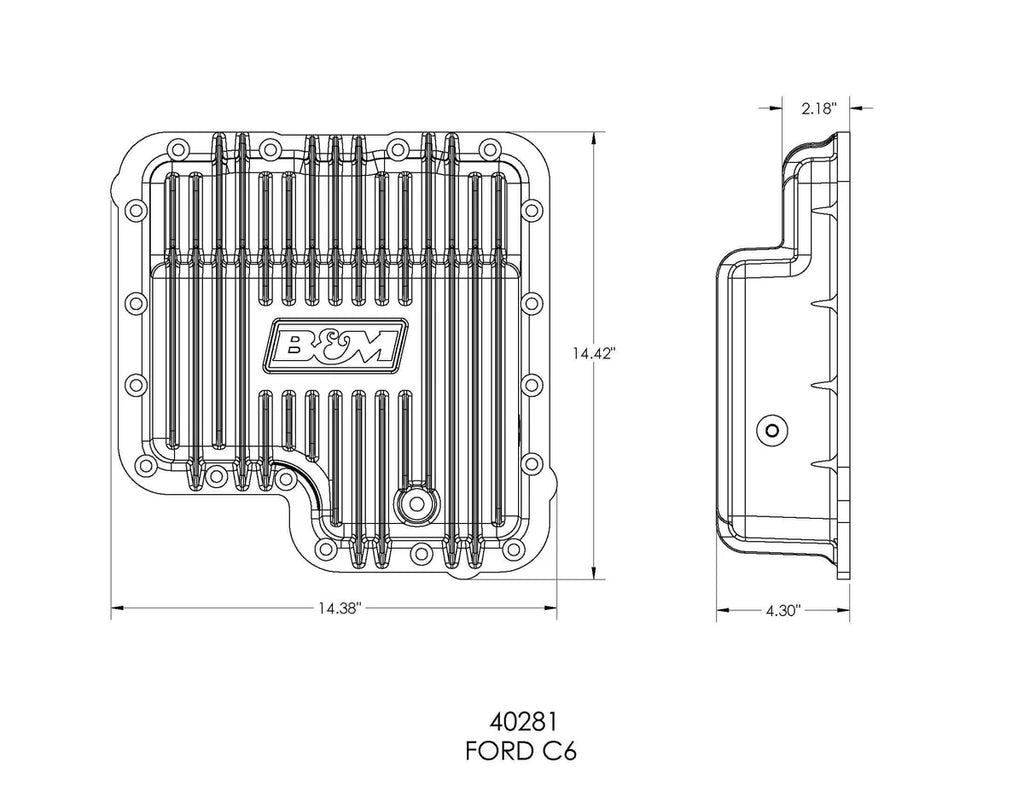 B&M B&M Hi-Tek Deep Transmission Pan - - Aluminum fits 1966-1996 Ford / Lincoln / Mercury - Back View