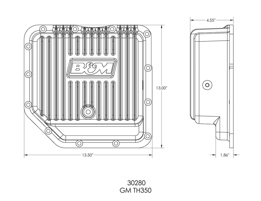 B&M B&M Hi-Tek Deep Transmission Pan - Aluminum fits 1968-1985 Buick / Cadillac / Chevrolet - Installation View