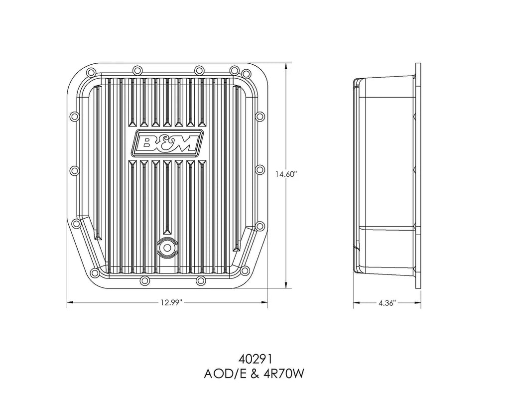 B&M B&M Hi-Tek Deep Transmission Pan - Aluminum fits 1980-2011 Ford / Lincoln / Mercury - Back View