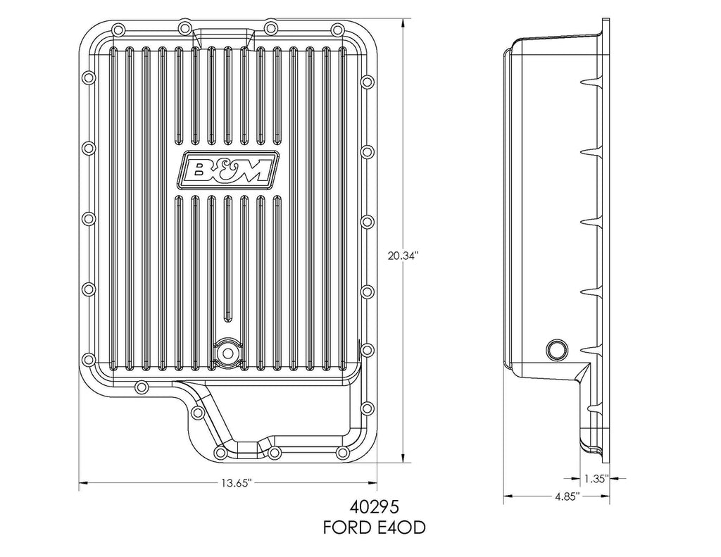 B&M B&M Hi-Tek Deep Transmission Pan - Aluminum fits 1984-2005 Ford / Lincoln - Back View