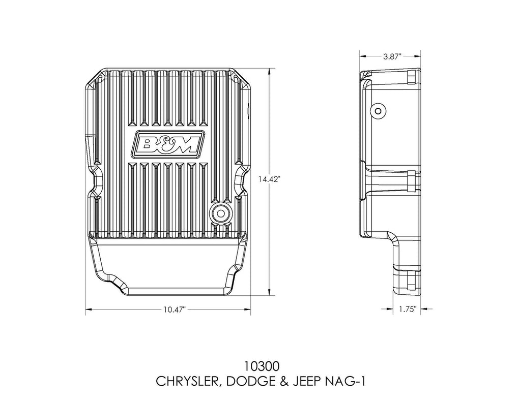 B&M B&M Hi-Tek Deep Transmission Pan - Aluminum fits 2005-2016 Chrysler / Dodge / Jeep - Back View