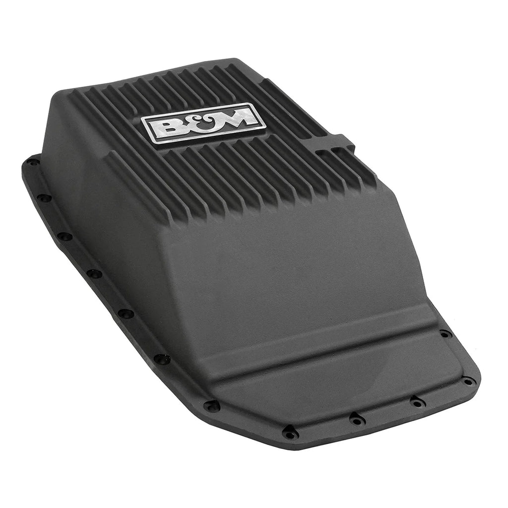 B&M B&M Hi-Tek Deep Transmission Pan - Black Aluminum fits 2009-2021 Ford F-150 / F-250 Super Duty - Installation View