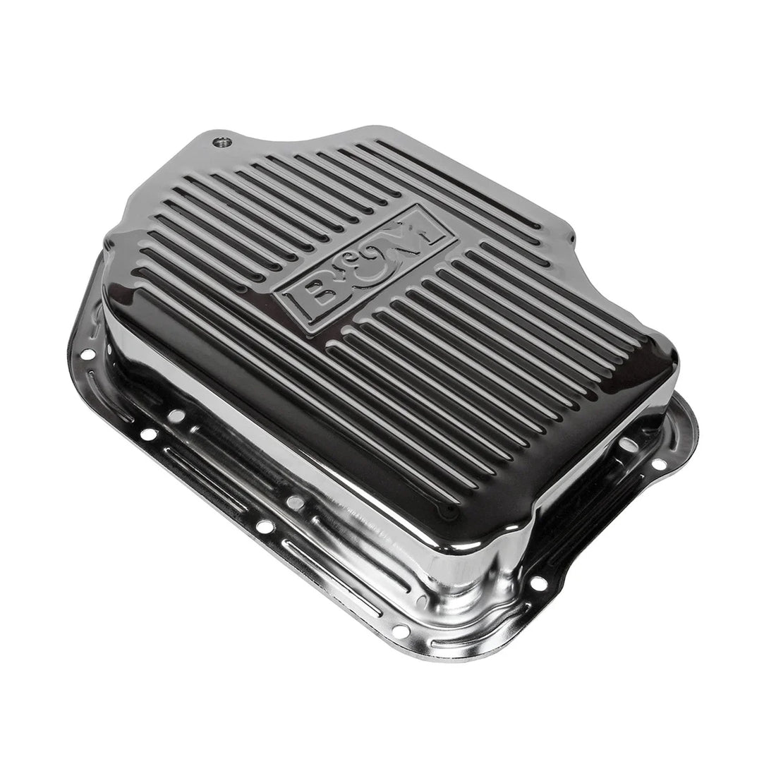 B&M B&M Hi-Tek Deep Transmission Pan - Chrome fits 1965-1990 Buick / Cadillac / Chevrolet - Installation View
