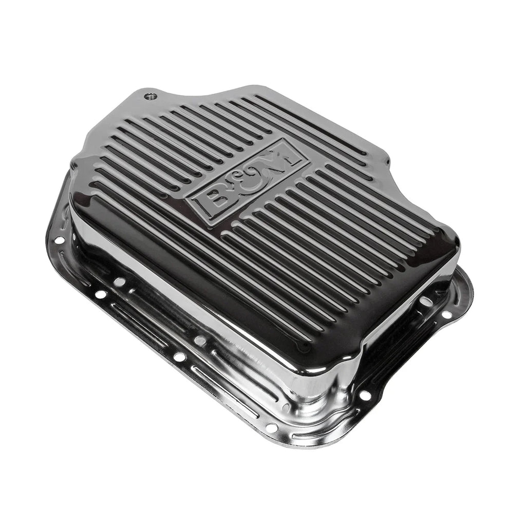 B&M B&M Hi-Tek Deep Transmission Pan - Chrome fits 1965-1990 Buick / Cadillac / Chevrolet - Installation View
