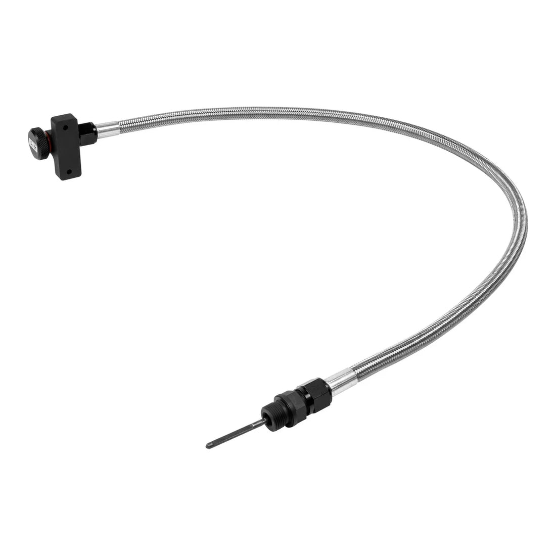 B&M B&M Locking Auto Trans Dipstick & Tube - Billet Aluminum/Stainless Steel Braided fits 2010-2025 Ford F-150 - Back View