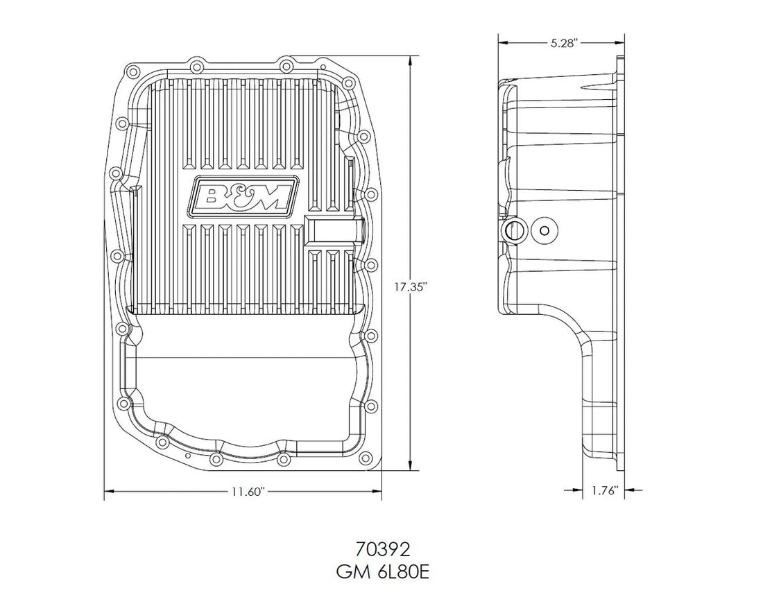 B&M Fits 2007-2022 GM 1500 Trucks/SUVs with 6L80E Transmissions - Back View
