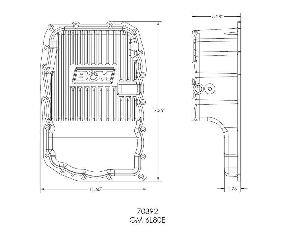 B&M Fits 2007-2022 GM 1500 Trucks/SUVs with 6L80E Transmissions - Back View